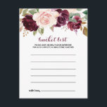 Tarjetas de lista de cubo floral verde Rubor Burgu<br><div class="desc">Estas tarjetas de la lista de cubo de flores de color burdeos verde son la actividad perfecta para una recepción rústica de boda o una ducha de novia. El diseño presenta elegantes ramos de flores verdes, ruidosas, violetas, rojas y burdeos, inspiradores de la belleza natural. El signo de la lista...</div>