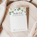 Tarjetas de lista de cubo para Bodas Eucalyptus Gr<br><div class="desc">Estas tarjetas de cubo boda de eucalipto son la actividad perfecta para una simple boda o una ducha de novia. El diseño presenta ramas y hojas de eucaliptos botánicos verdes dibujadas a mano. Cambie la redacción para que se adapte a cualquier evento vital. El signo de la lista de cubo...</div>