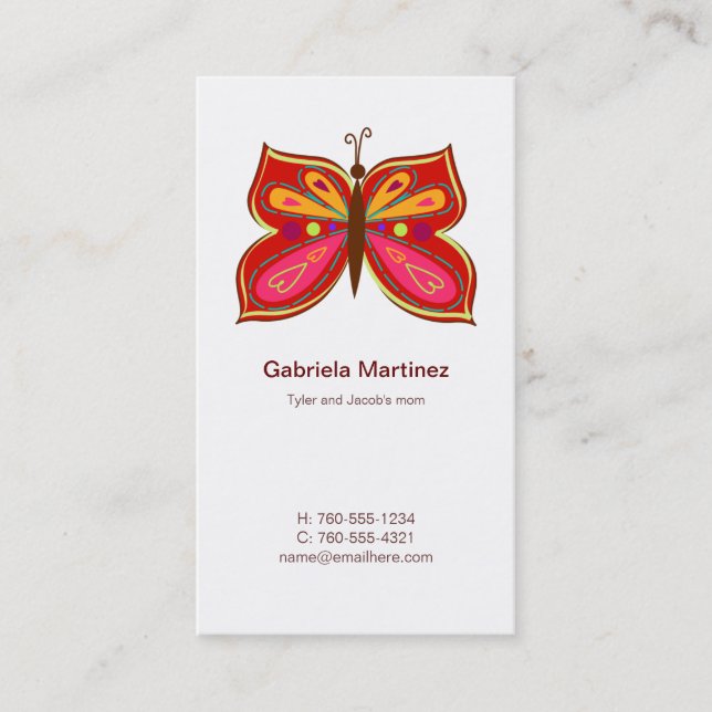 Tarjetas de llamadas de mami mariposa roja (Anverso)