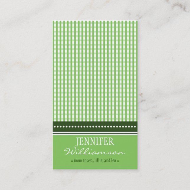 Tarjetas de llamadas de Mommy Gingham personalizad (Anverso)