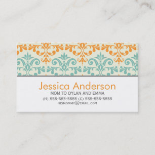 Tarjetas de llamadas del patrón de Damasco Aqua y