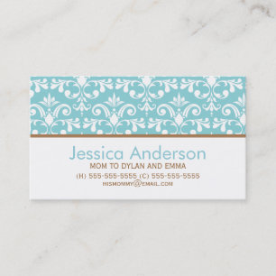 Tarjetas de llamadas del patrón de Damasco azul pa