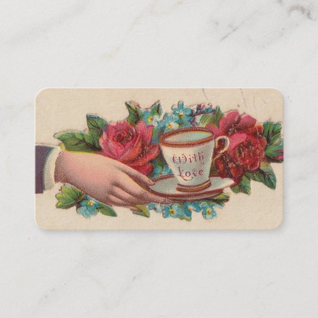Tarjetas de llamadas victorianas - Té con amor (Anverso)