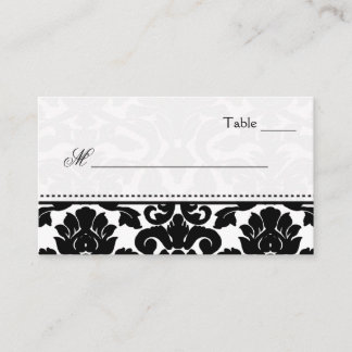 Tarjetas de los lugares de damasco en blanco y neg