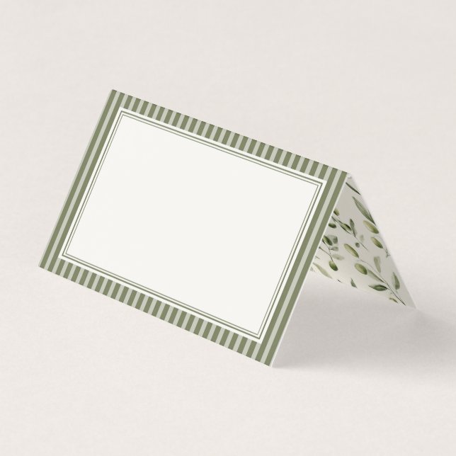 Tarjetas de lugar a rayas Olive Martini Old Money (Anverso)