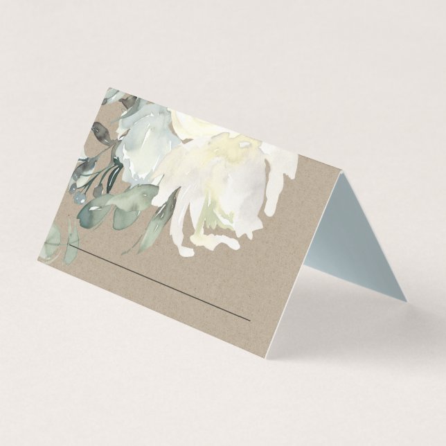 TARJETAS DE LUGAR BODA DE BALDOSAS DE FLORES BLANC (Anverso)