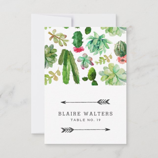 Tarjetas de Lugar Boda de Desierto Suculento (Anverso)