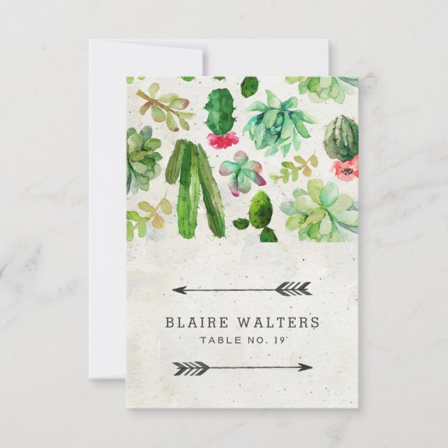 Tarjetas de Lugar Boda de Desierto Suculento - Pie (Anverso)