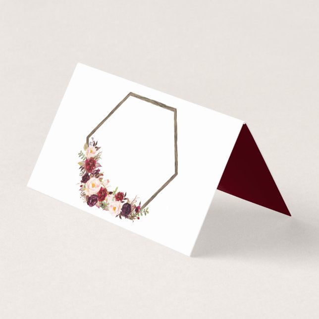 Tarjetas de lugar Boho Burgundy (Anverso)