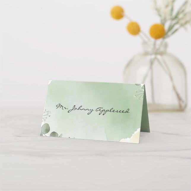 Tarjetas de lugar botánicas Sage Whisper (Anverso)