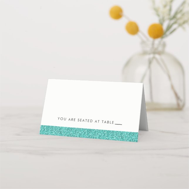 Tarjetas de lugar con brillo azul turquesa brillan (Anverso)