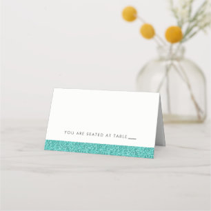 Tarjetas de lugar con brillo azul turquesa brillan