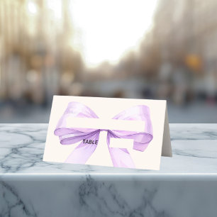 Tarjetas de Lugar con Lazo de Marfil y Lavanda Ele