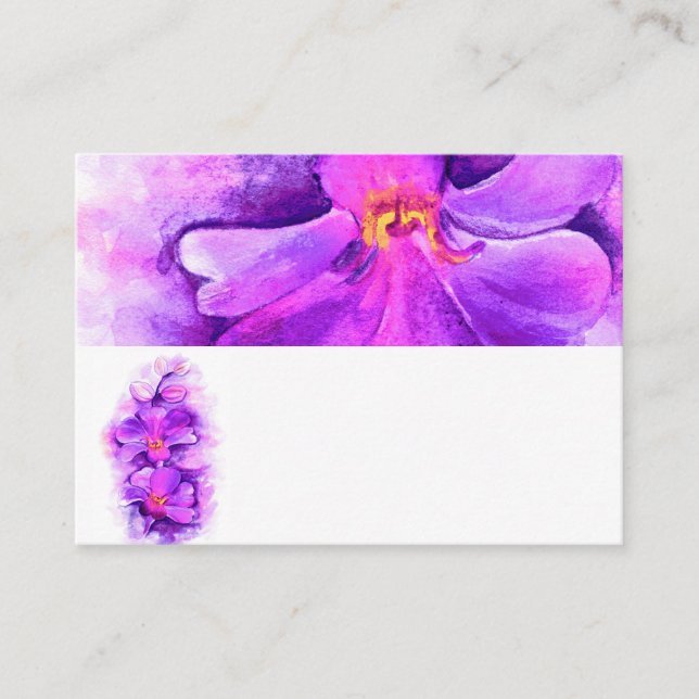 Tarjetas de lugar con nombre de orquídea morada es (Anverso)