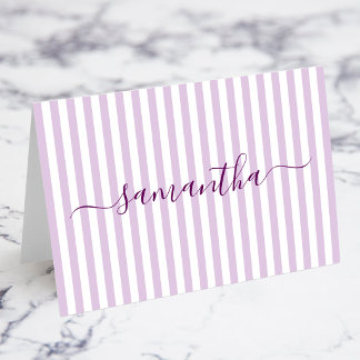 Tarjetas de lugar con rayas de lila claro Signatur