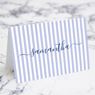 Tarjetas de lugar con rayas de periwinkle claro co