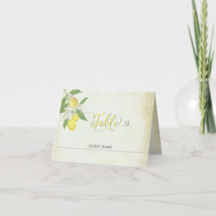 Tarjetas de lugar con tema de limón acuarela indiv