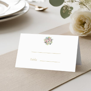 Tarjetas de lugar con toldo florales rosadas rústi