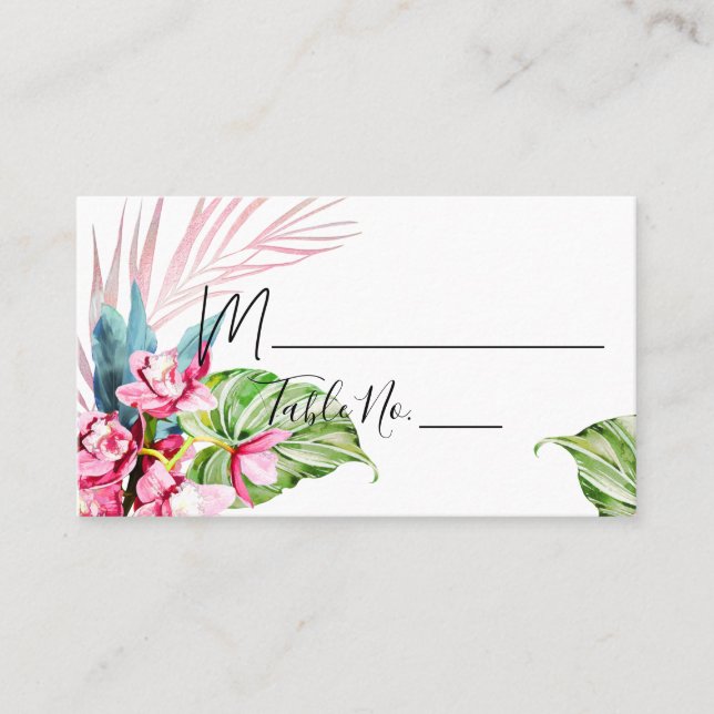 Tarjetas de lugar de aquarela Orchid Isle de PixDe (Anverso)