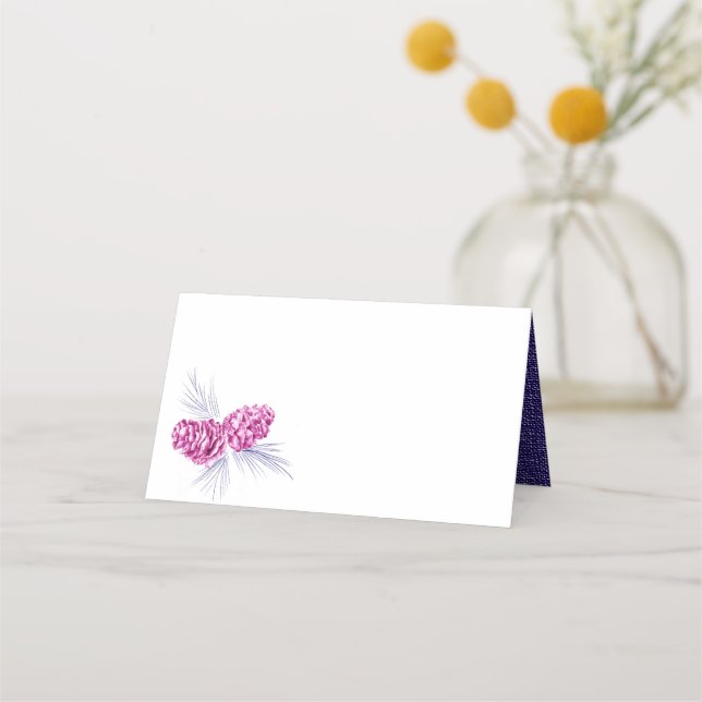 Tarjetas de lugar de arte de conos de pino en ciru (Anverso)