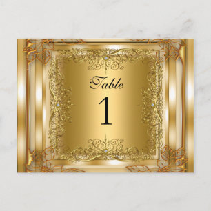 Tarjetas de lugar de asiento número de mesa de oro