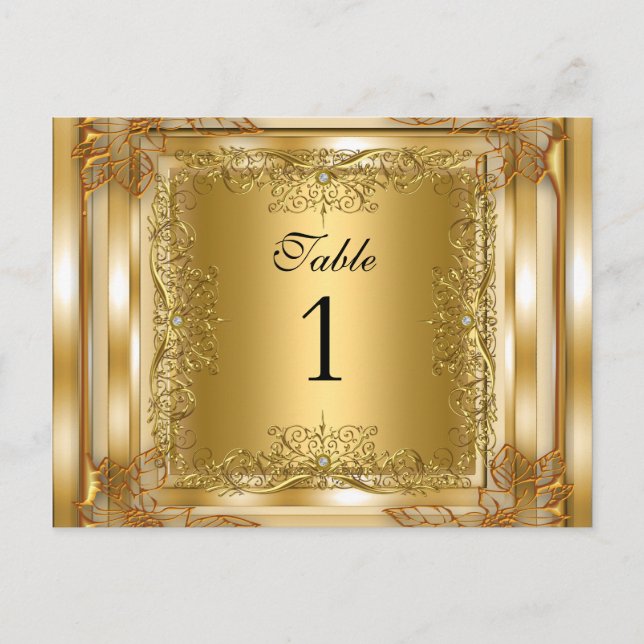 Tarjetas de lugar de asiento número de mesa de oro (Anverso)