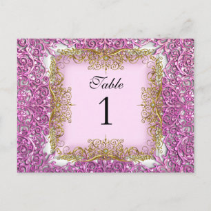 Tarjetas de lugar de asiento número de mesa rosa o
