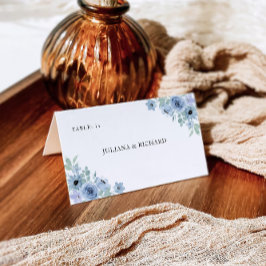 Tarjetas de lugar de boda azules