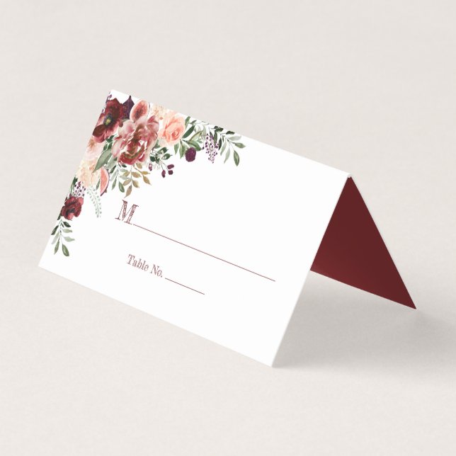 Tarjetas de lugar de boda boho de otoño rústico (Anverso)