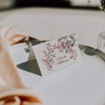 Tarjetas de lugar de boda boho floral de Borgoña b