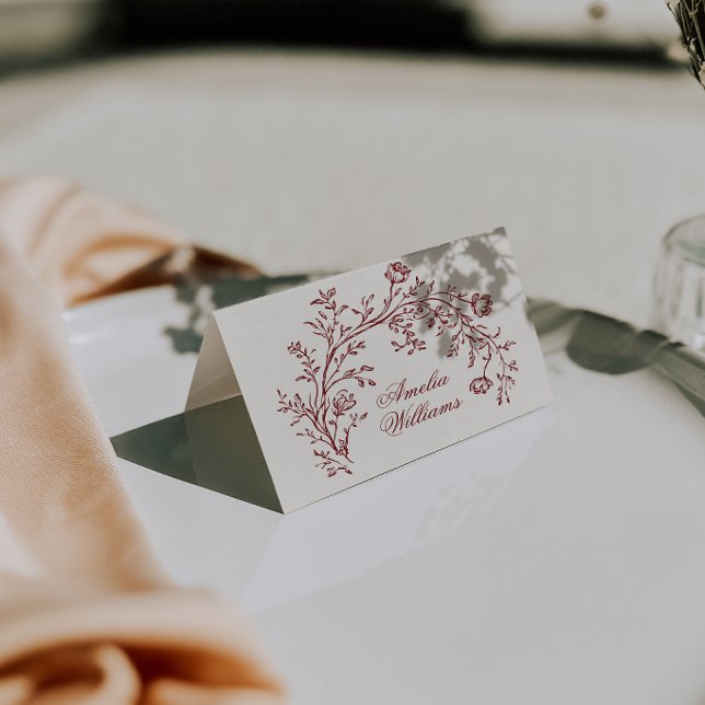 Tarjetas de lugar de boda boho floral de Borgoña b (Subido por el creador)