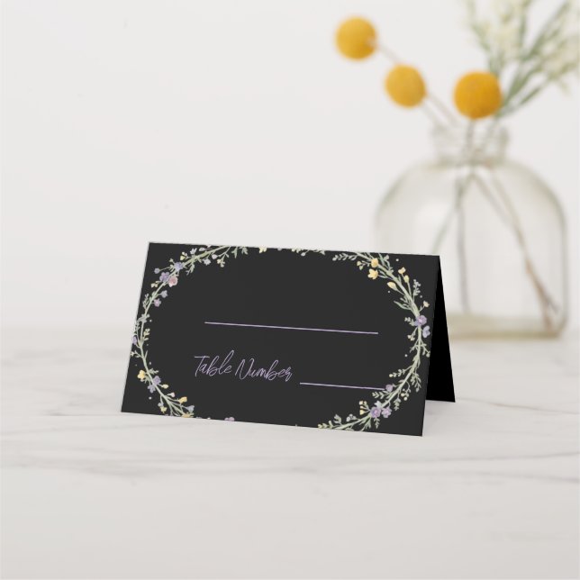 Tarjetas de lugar de boda boho floral simple moder (Anverso)