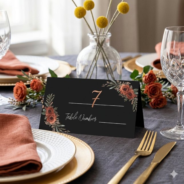 Tarjetas de lugar de boda boho floral terracota te (Subido por el creador)