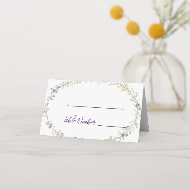 Tarjetas de lugar de boda boho florales simples mo (Anverso)