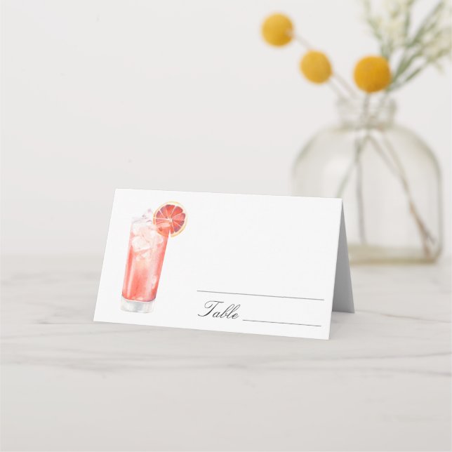 Tarjetas de lugar de boda - Cóctel de cítricos (Anverso)