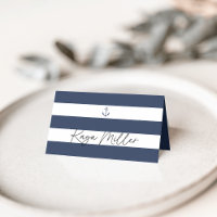Tarjetas de lugar de boda con ancla de marina
