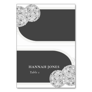 Tarjetas de lugar de boda con bola de discoteca re