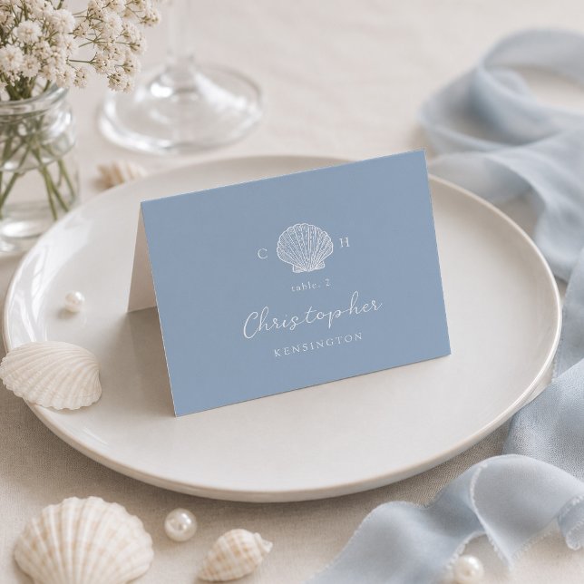 Tarjetas de lugar de boda con conchas costeras (Subido por el creador)