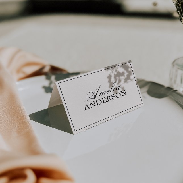 Tarjetas de lugar de boda con crema negra elegante (Subido por el creador)