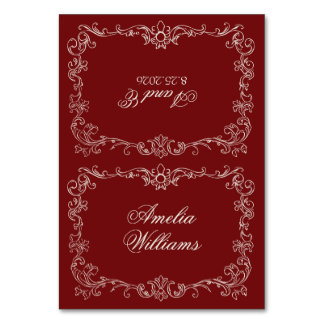 Tarjetas de lugar de boda con dinero antiguo de Bo