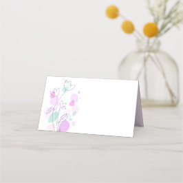 Tarjetas de lugar de boda con flores de confeti mo
