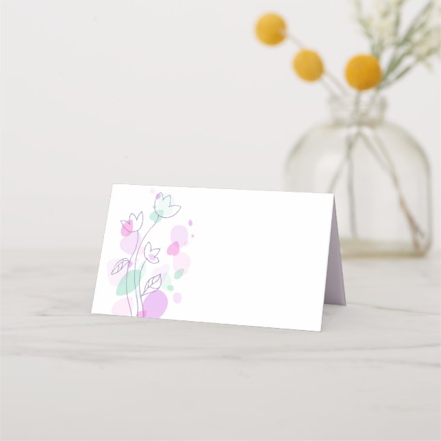 Tarjetas de lugar de boda con flores de confeti mo (Anverso)