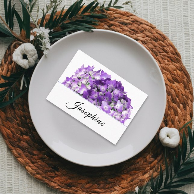 Tarjetas de lugar de boda con flores de Hortensia  (Subido por el creador)