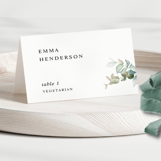 Tarjetas de lugar de boda con follaje de eucalipto (Subido por el creador)