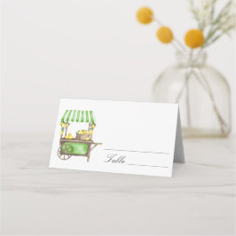 Tarjetas de lugar de boda con limón cítrico