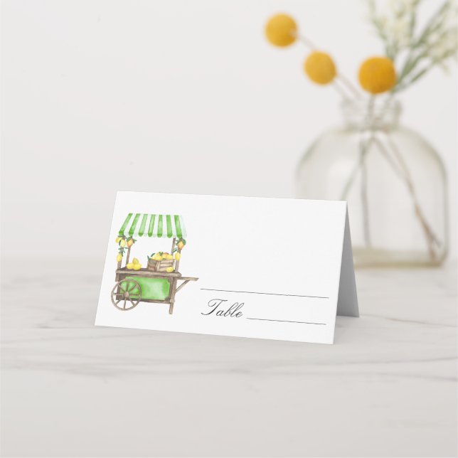 Tarjetas de lugar de boda con limón cítrico (Anverso)