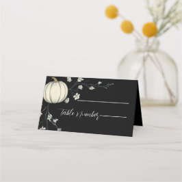 Tarjetas de lugar de boda de calabaza de otoño neg