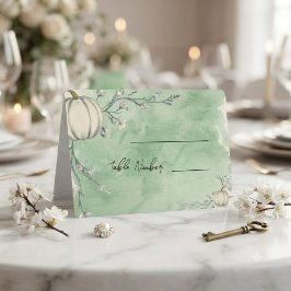 Tarjetas de lugar de boda de calabaza de otoño ver