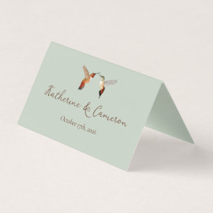 Tarjetas de lugar de boda de colibríes