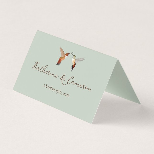 Tarjetas de lugar de boda de colibríes (Reverso)
